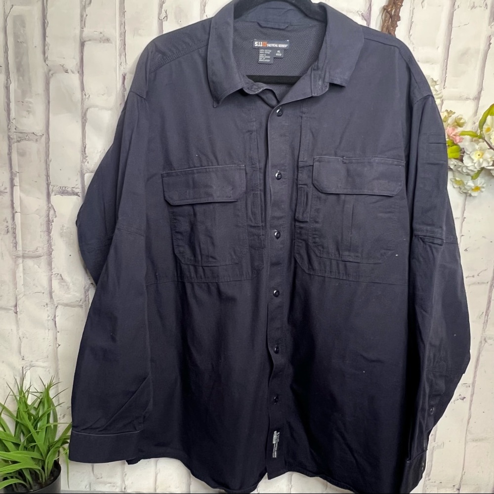 5.11 - Men's Black Tactical Series Long Sleeve Button Up Shirt - XL